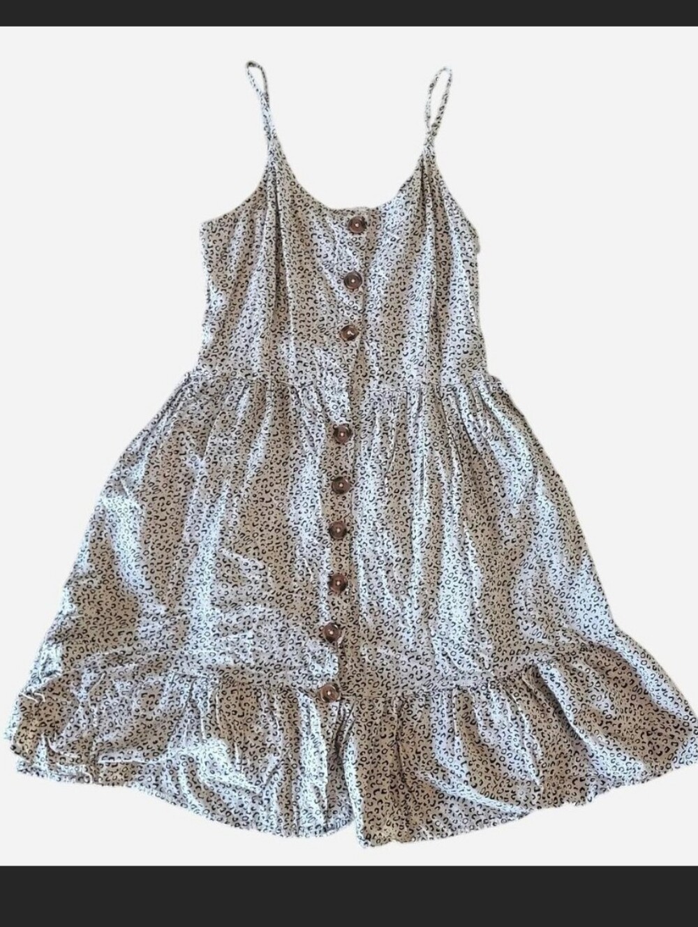 Japna leopard print rayon mini dress with button up front and pockets
